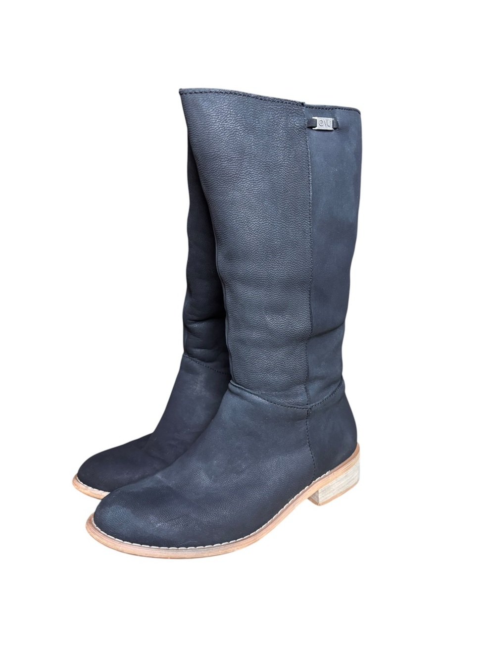 EMU Australia Elanora Tall Black Leather Sheepskin Slouch Boots – Women’s 6